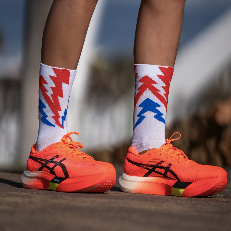 Sporcks Thunder White Crew Running Socks - White/Thunder