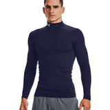 Under Armour Men's ColdGear Compression Mock Long Sleeve Top - Midnight Navy/White