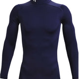 Under Armour Men's ColdGear Compression Mock Long Sleeve Top - Midnight Navy/White