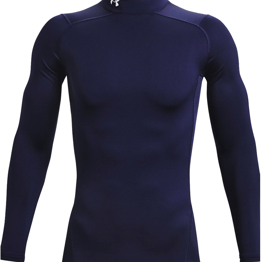 Under Armour Men's ColdGear Compression Mock Long Sleeve Top - Midnight Navy/White
