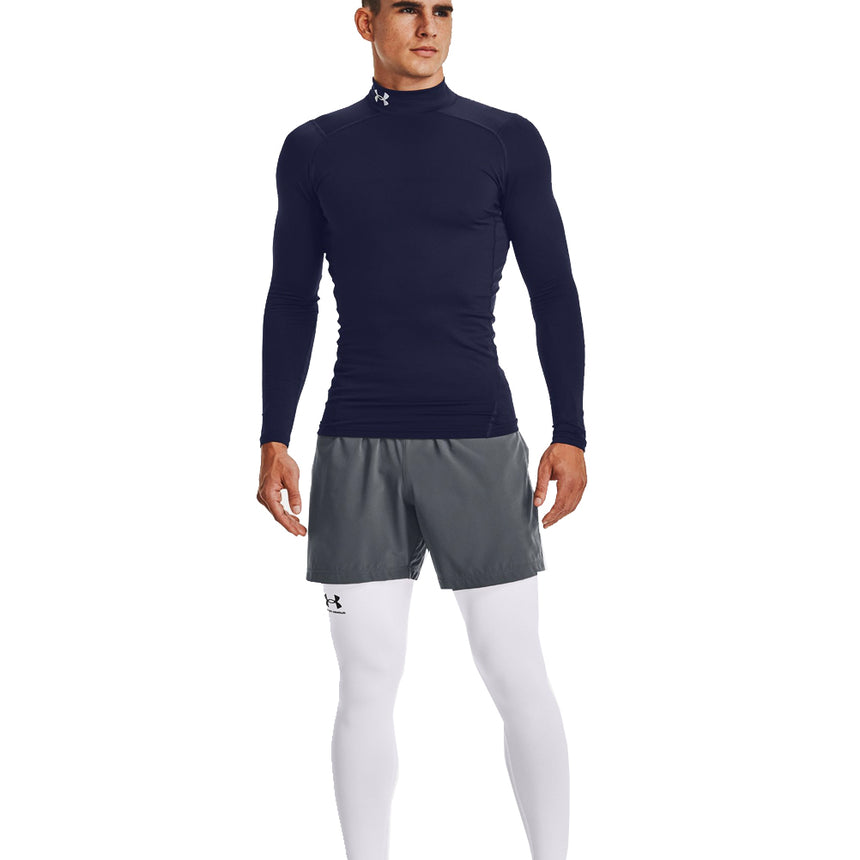 Under Armour Men's ColdGear Compression Mock Long Sleeve Top - Midnight Navy/White
