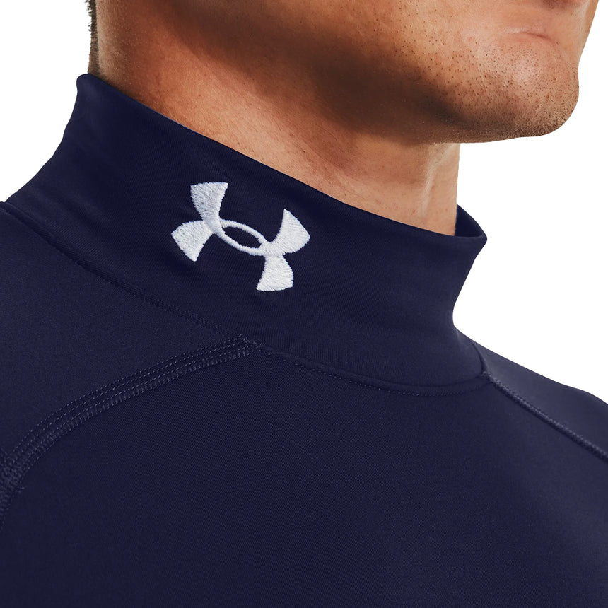 Under Armour Men's ColdGear Compression Mock Long Sleeve Top - Midnight Navy/White