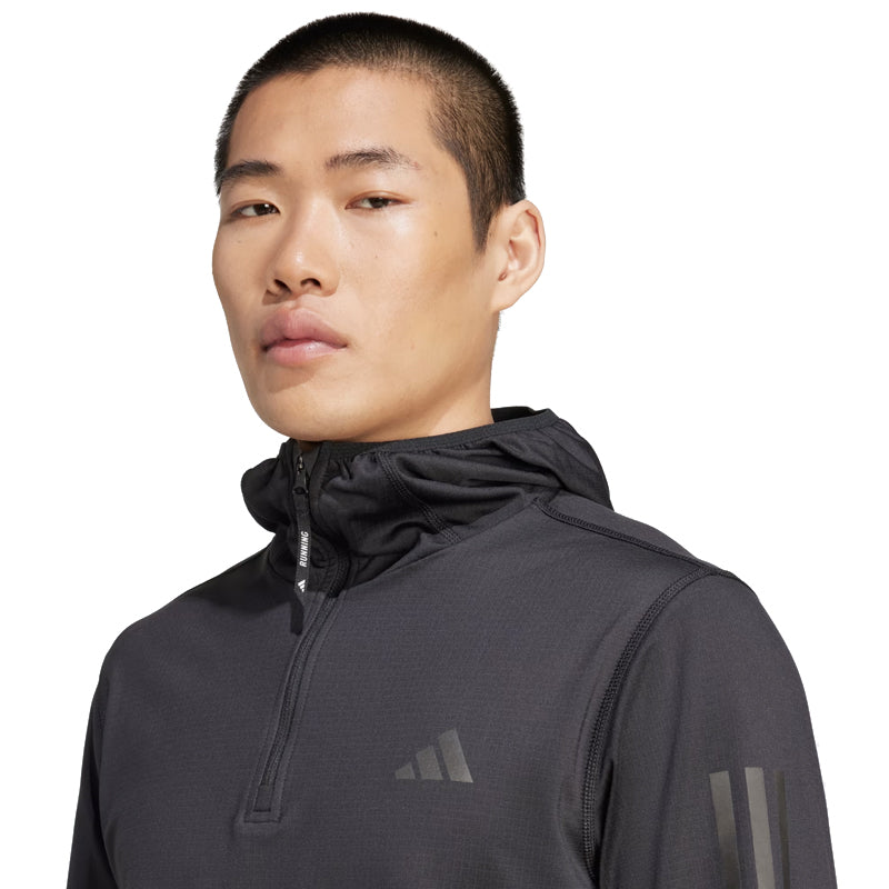 Adidas Own The Run Winterized Hooded Half Zip Men's Running Top - Black