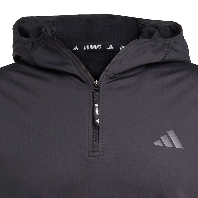 Adidas Own The Run Winterized Hooded Half Zip Men's Running Top - Black