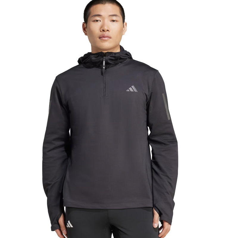 Adidas Own The Run Winterized Hooded Half Zip Men's Running Top - Black
