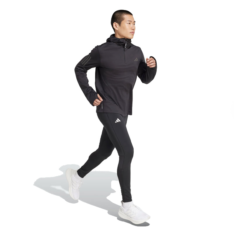 Adidas Own The Run Winterized Hooded Half Zip Men's Running Top - Black