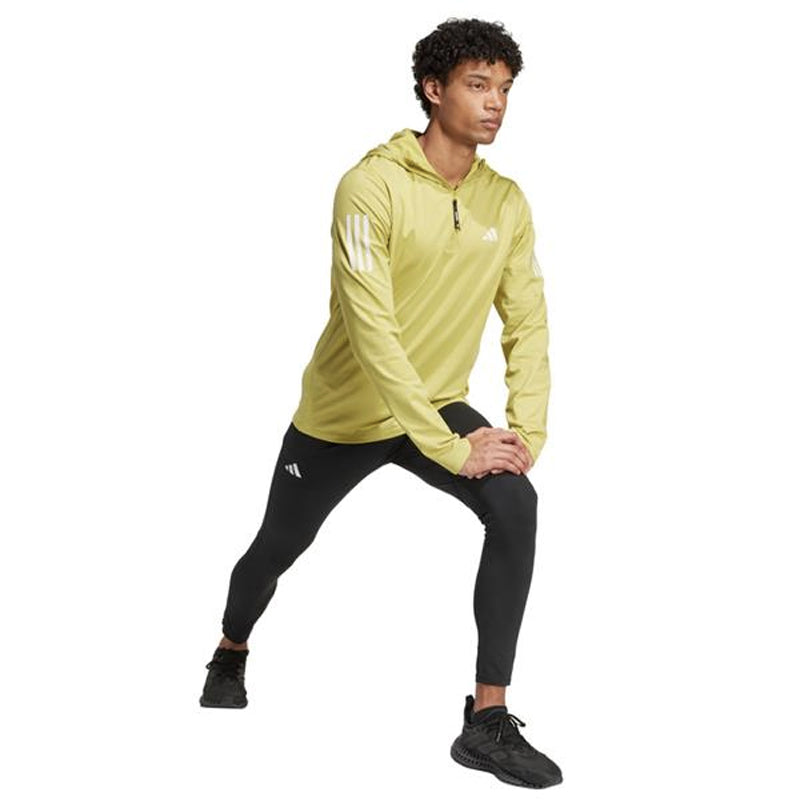 adidas Own The Run Half-Zip Hooded Men's Running Top - Preloved Lime