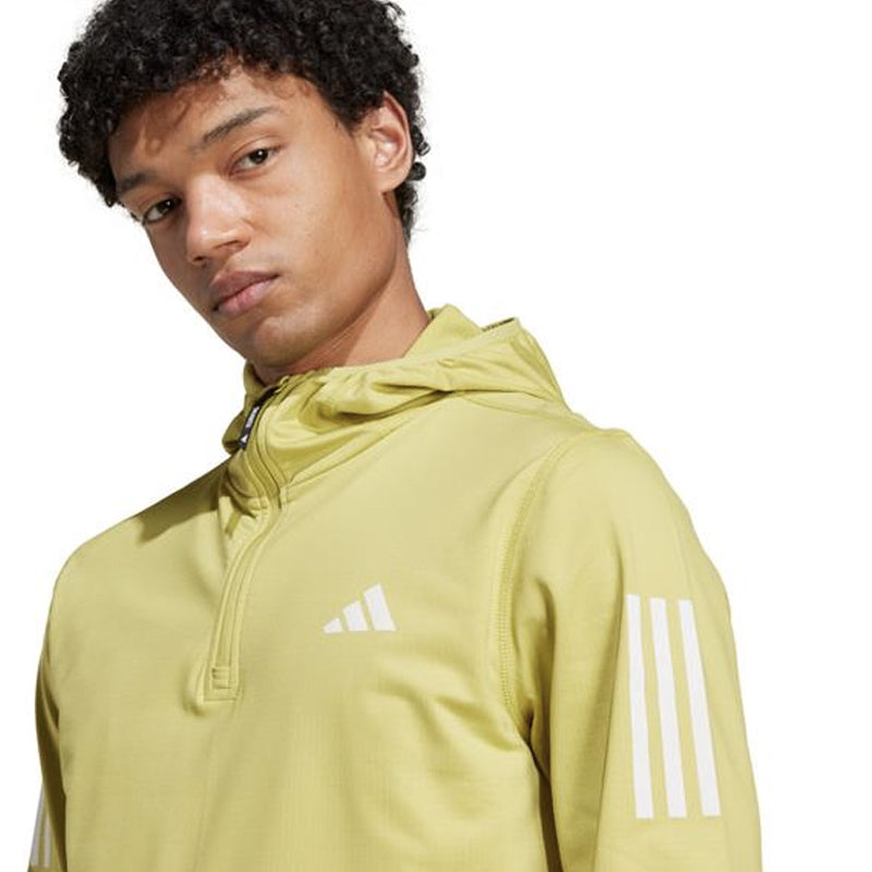 adidas Own The Run Half-Zip Hooded Men's Running Top - Preloved Lime