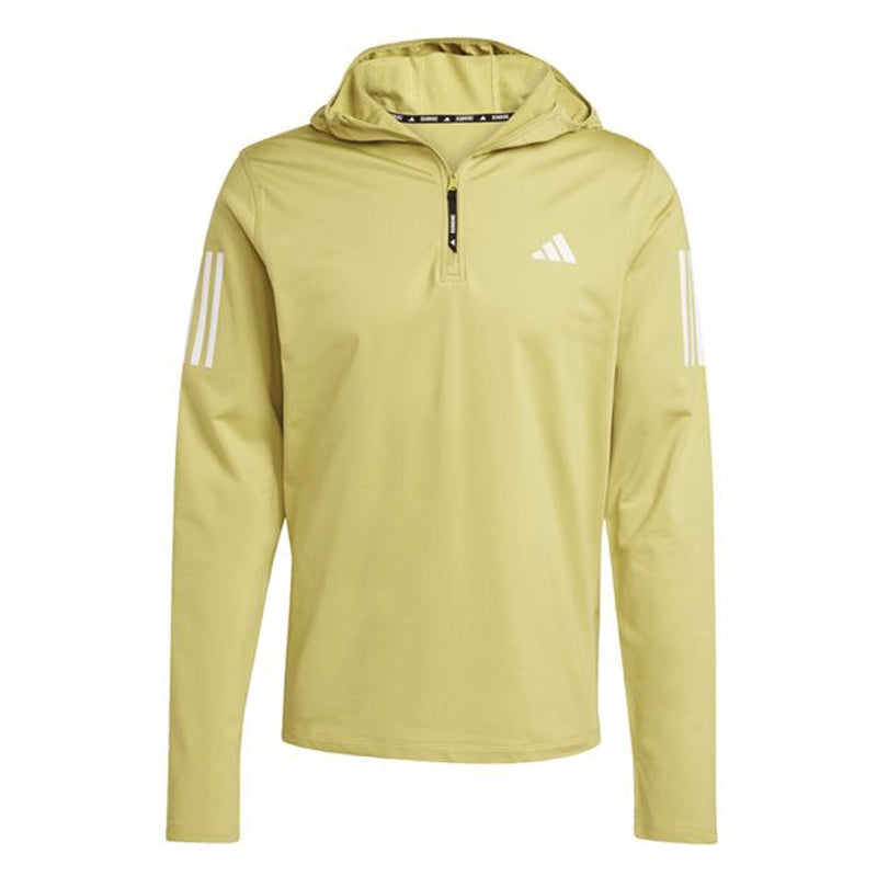 adidas Own The Run Half-Zip Hooded Men's Running Top - Preloved Lime
