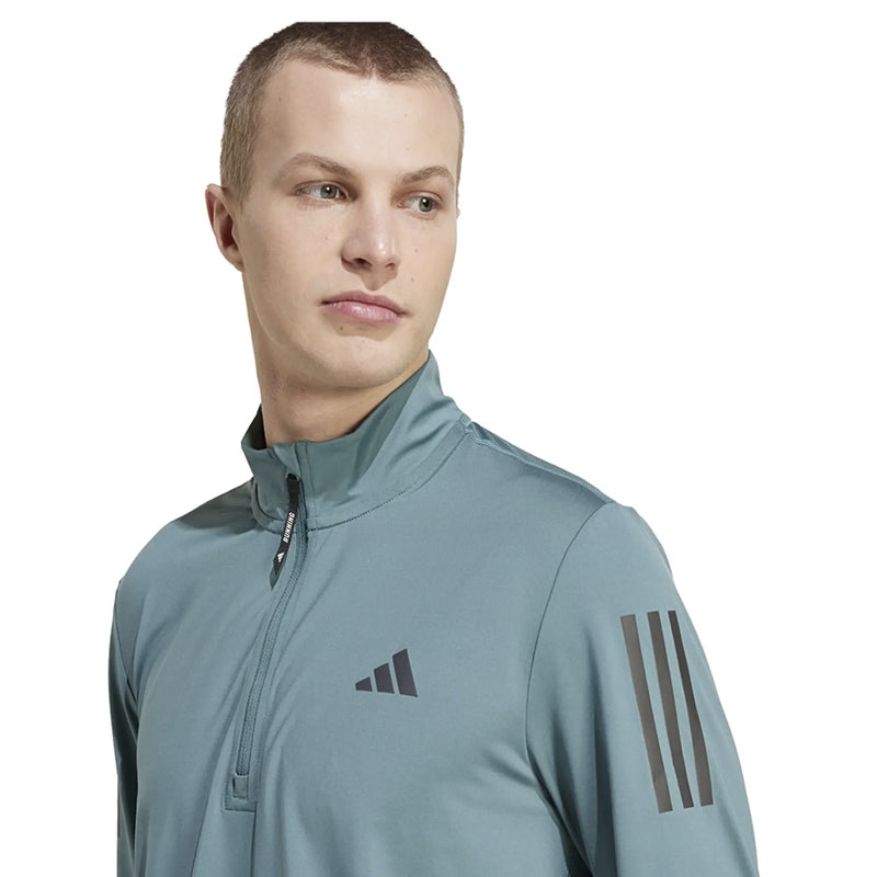 Adidas Own The Run Half Zip Long Sleeve Men's Running Top - Preloved Teal