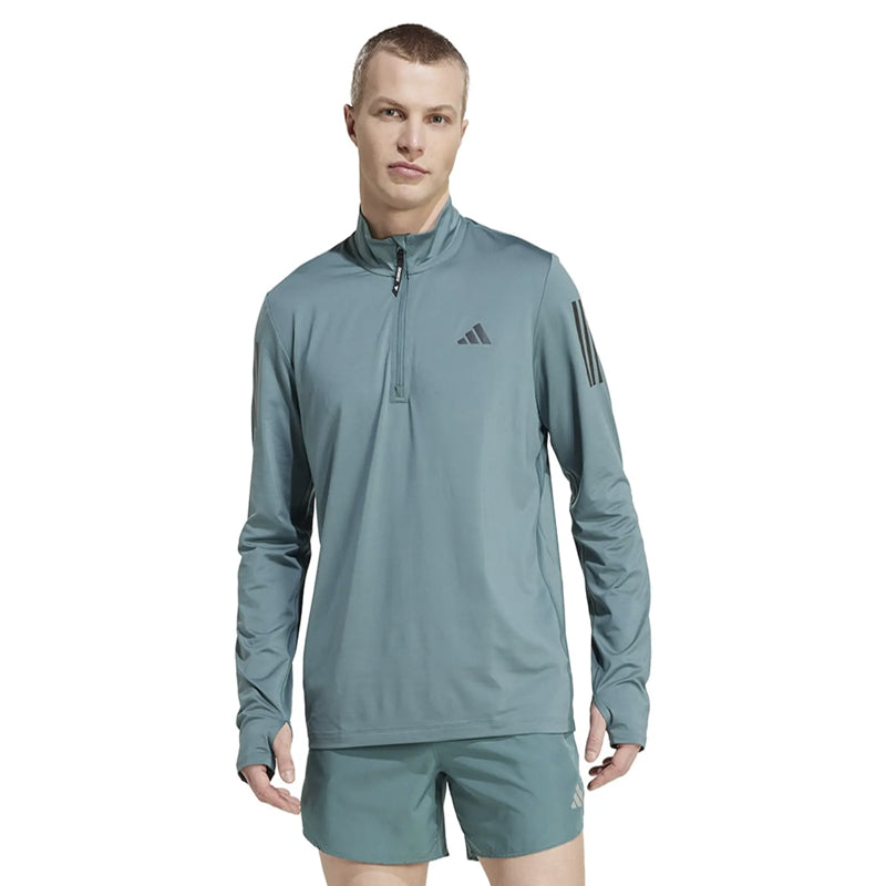 Adidas Own The Run Half Zip Long Sleeve Men's Running Top - Preloved Teal