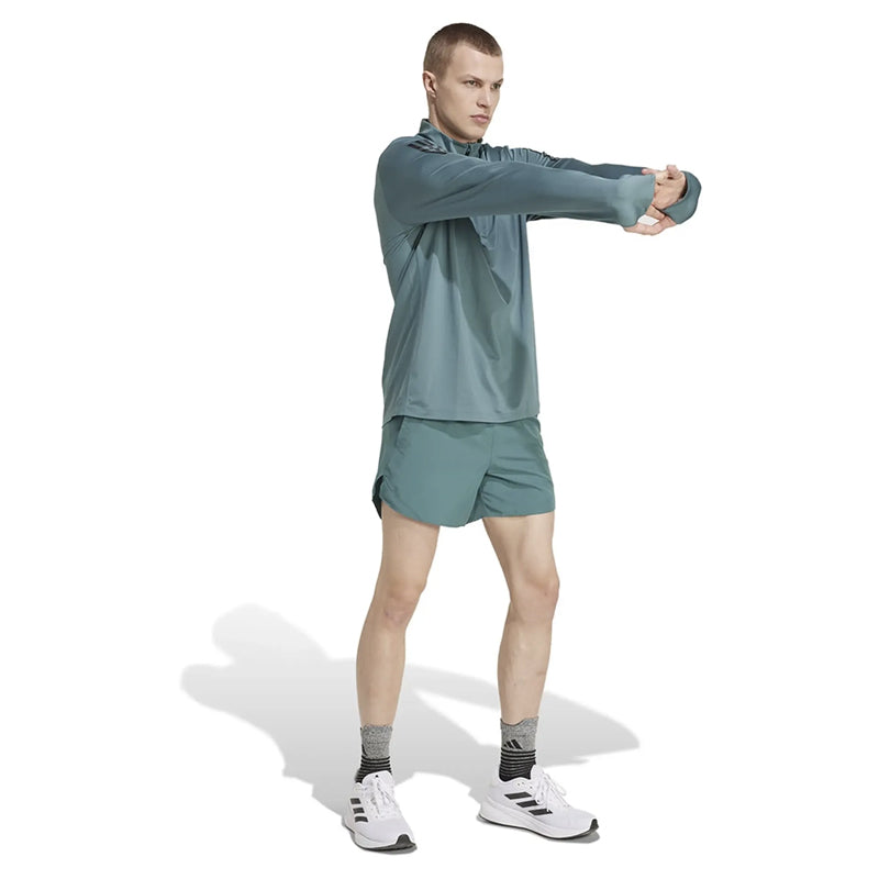 Adidas Own The Run Half Zip Long Sleeve Men's Running Top - Preloved Teal