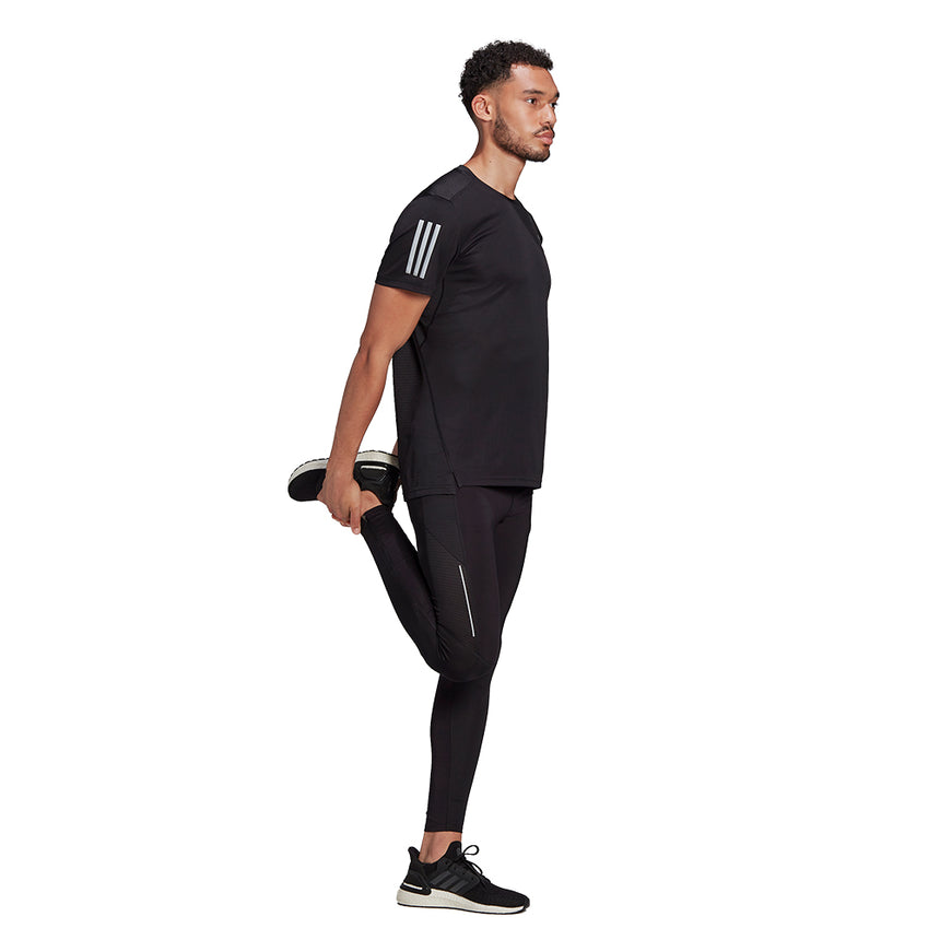 adidas Own The Run Short Sleeve Men's Running Tee - Black/Reflective Silver