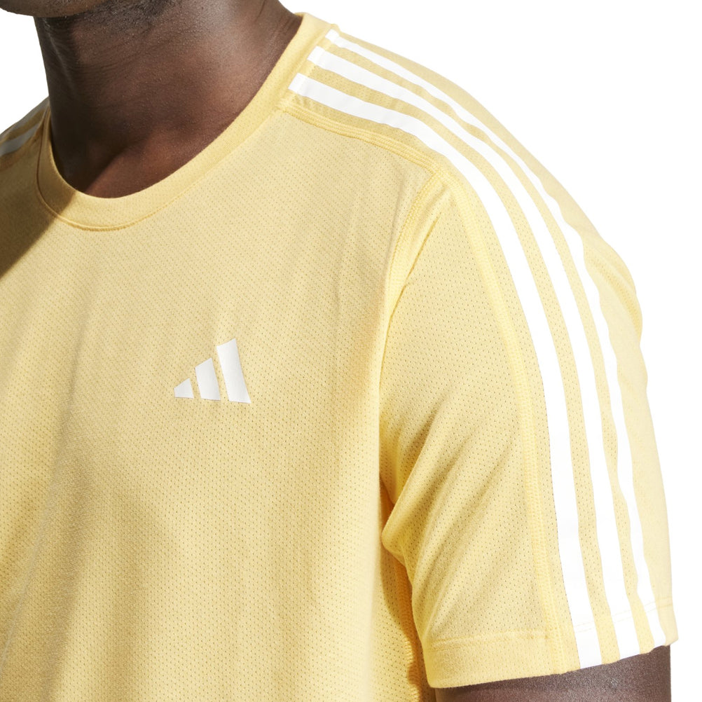 adidas Own The Run 3 Stripes Short Sleeve Men's Running Tee - Semi Spark