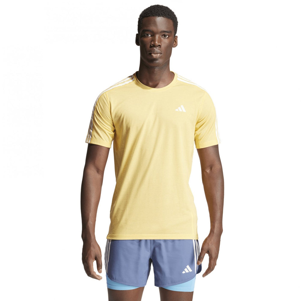 adidas Own The Run 3 Stripes Short Sleeve Men's Running Tee - Semi Spark