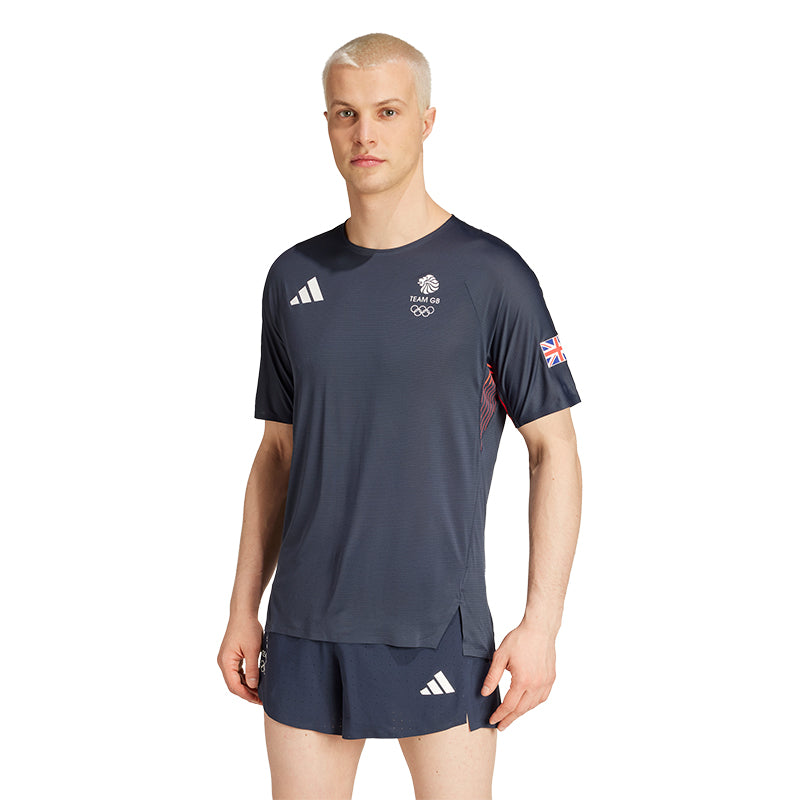 adidas Adizero Team GB Men's Running Short Sleeve Tee - Legend Ink