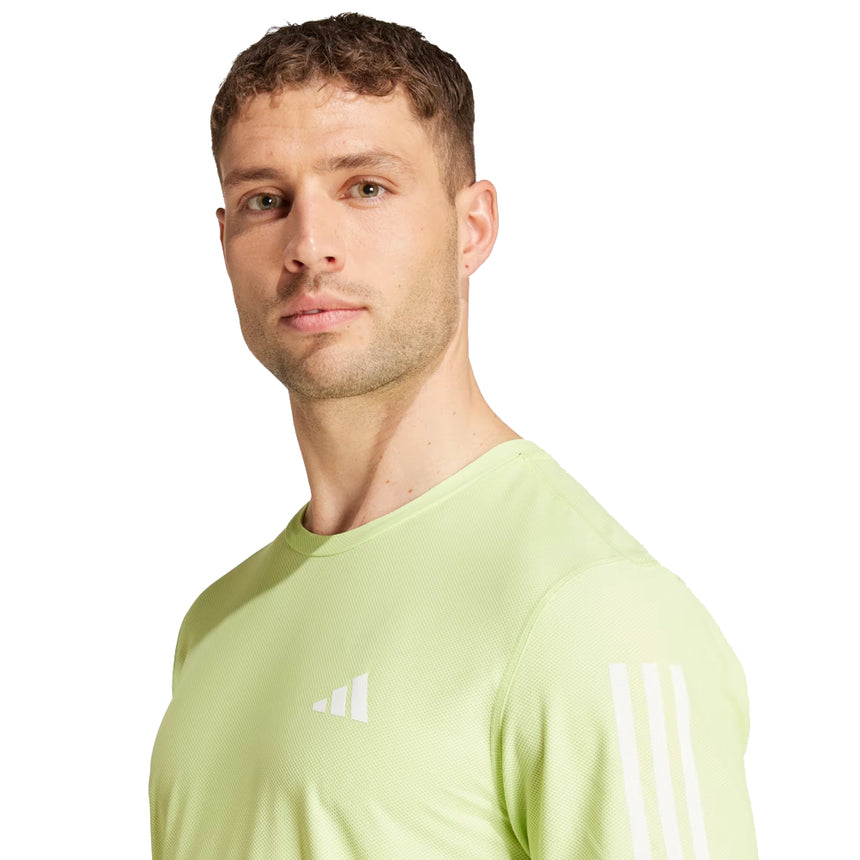 adidas Own The Run 3 Stripes Short Sleeve Men's Running Tee - Hi-Res Yellow