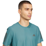 adidas Own The Run 3 Stripes Short Sleeve Men's Running Tee - Preloved Teal