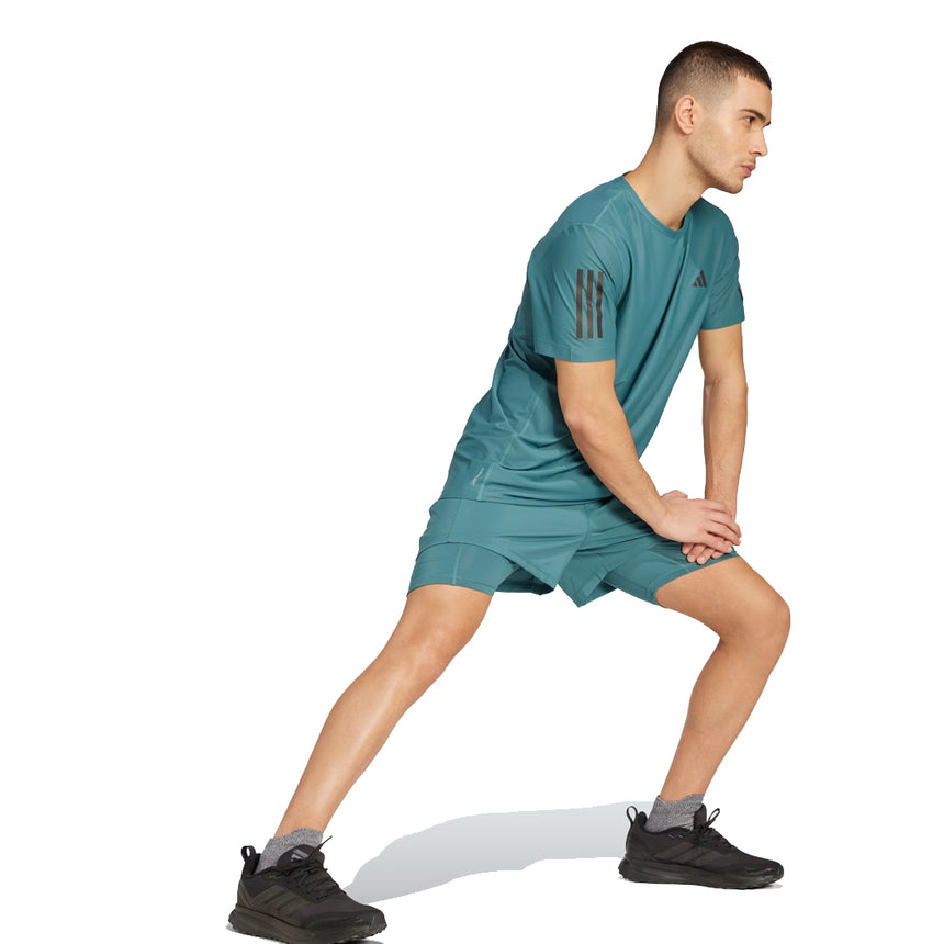 adidas Own The Run 3 Stripes Short Sleeve Men's Running Tee - Preloved Teal
