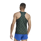 Adidas Adizero New York Men's Running Singlet - Collegiate Green/Aurora Ivy
