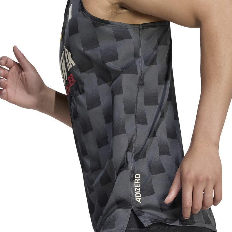 Adidas Adizero New York Men's Running Singlet - Carbon/Black