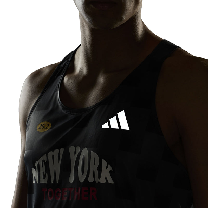 Adidas Adizero New York Men's Running Singlet - Carbon/Black