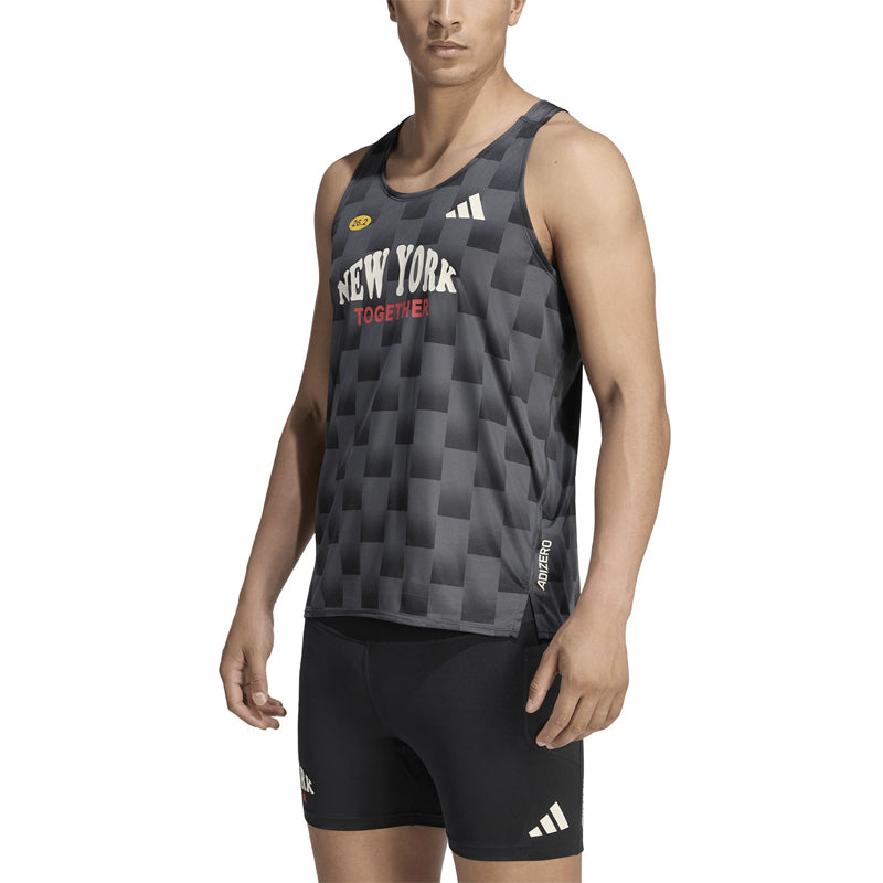 Adidas Adizero New York Men's Running Singlet - Carbon/Black