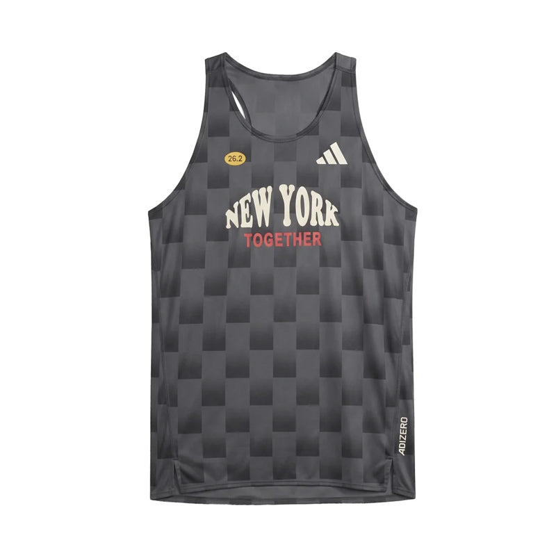 Adidas Adizero New York Men's Running Singlet - Carbon/Black