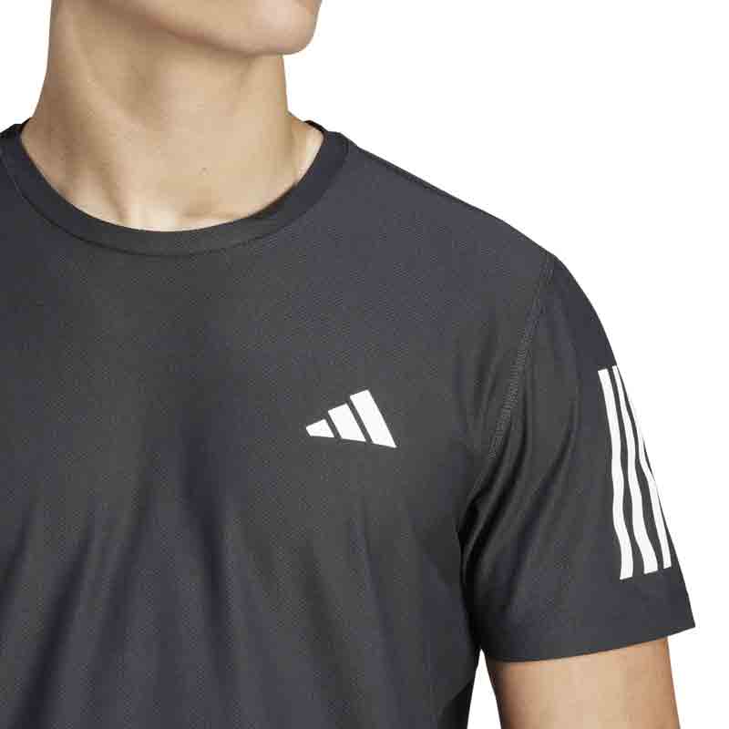 adidas Own The Run 3 Stripes Short Sleeve Men's Running Tee - Black