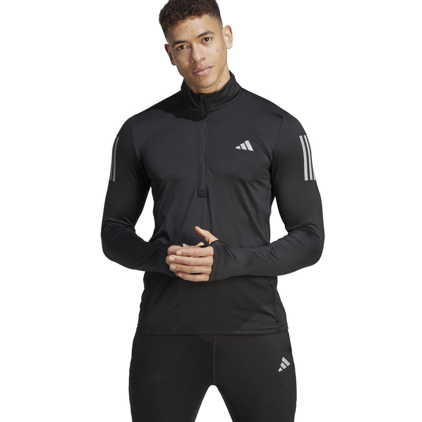 Adidas Own The Run Quarter Zip Long Sleeve Men's Running Top - Black