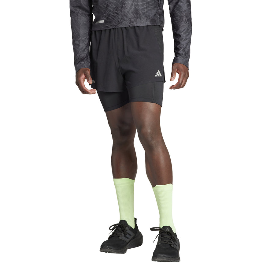 Adidas Ultimate Running 2in1 Men's Running Short - Black/Black