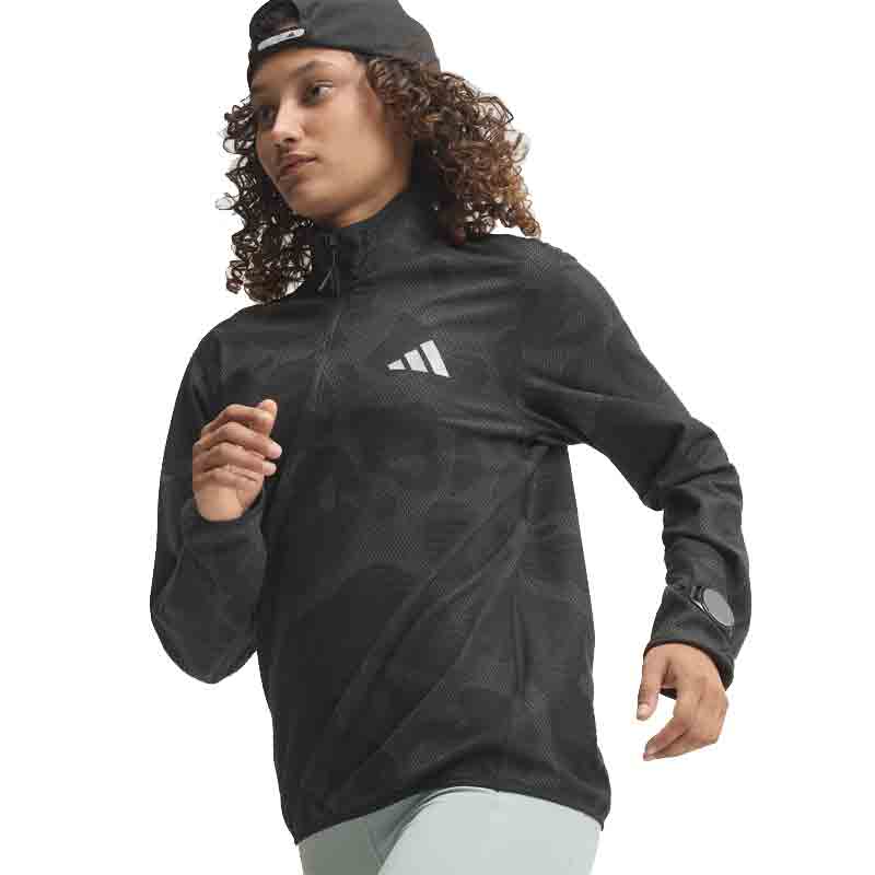 Adidas Own adi365 Half Zip Long Sleeve Women's Running Top - Black/Grey Five