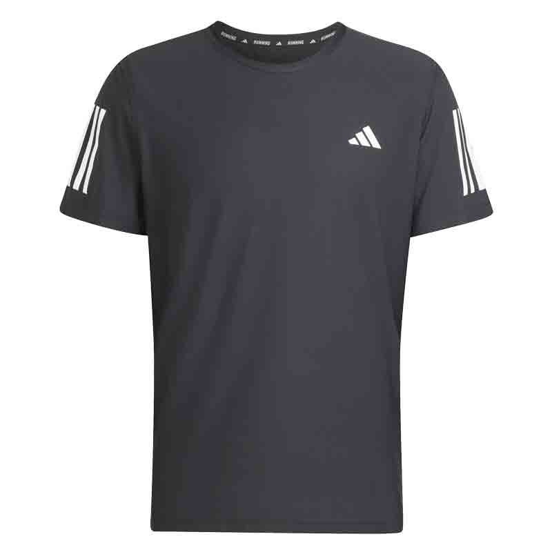 adidas Own The Run 3 Stripes Short Sleeve Men's Running Tee - Black