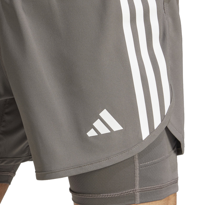 Adidas Own The Run 3 Stripes 2in1 Men's Running Short - Charcoal