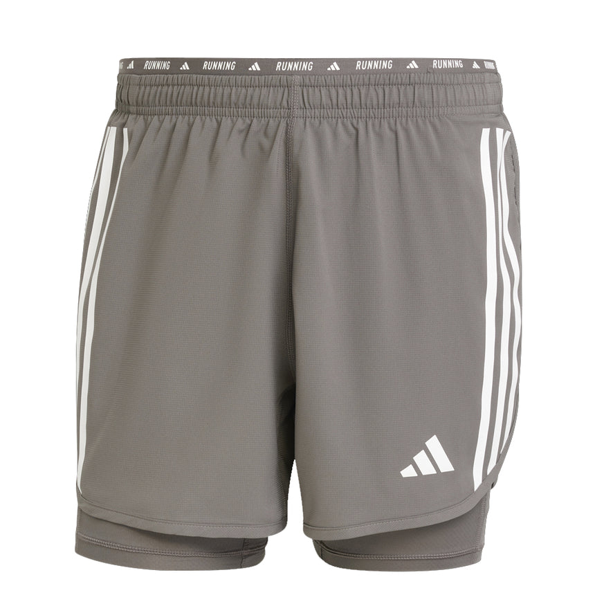 Adidas Own The Run 3 Stripes 2in1 Men's Running Short - Charcoal