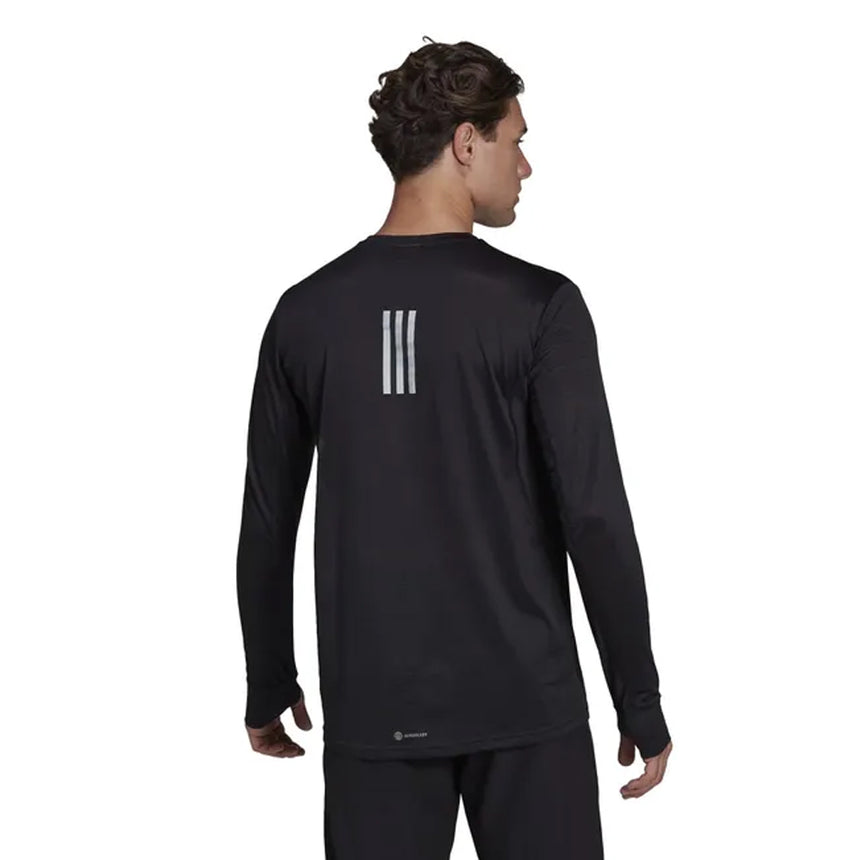 adidas Own The Run Long Sleeve Men's Running Tee - Black/Reflective Silver