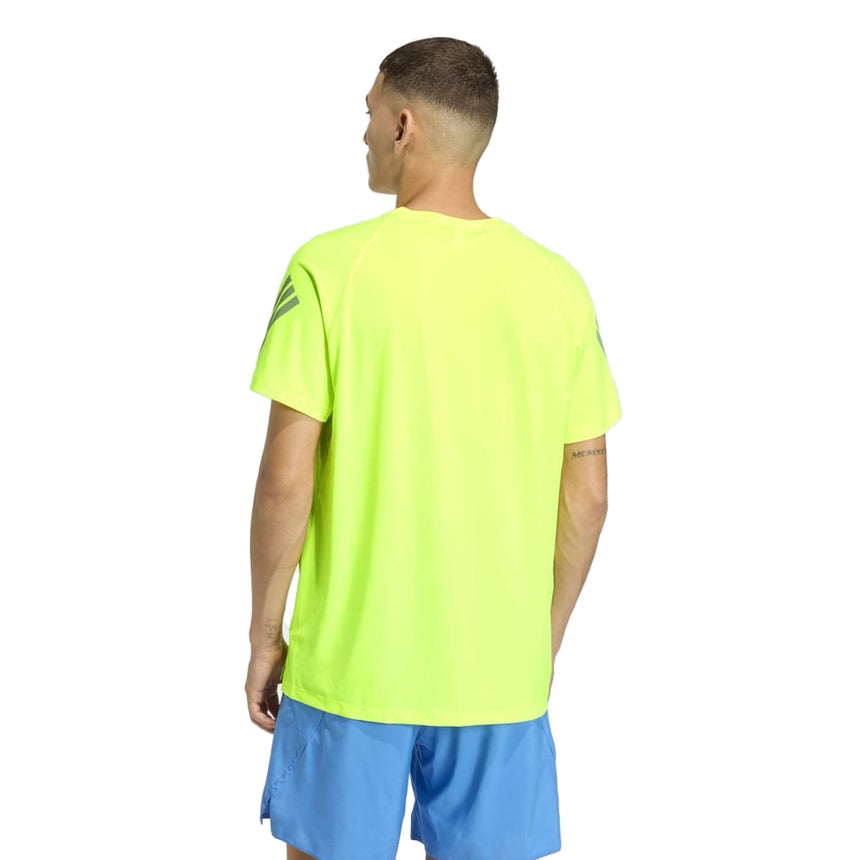 Adidas Adi365 3 Stripes Men's Short Sleeve Running Tee - Solar Yellow/Reflective Silver