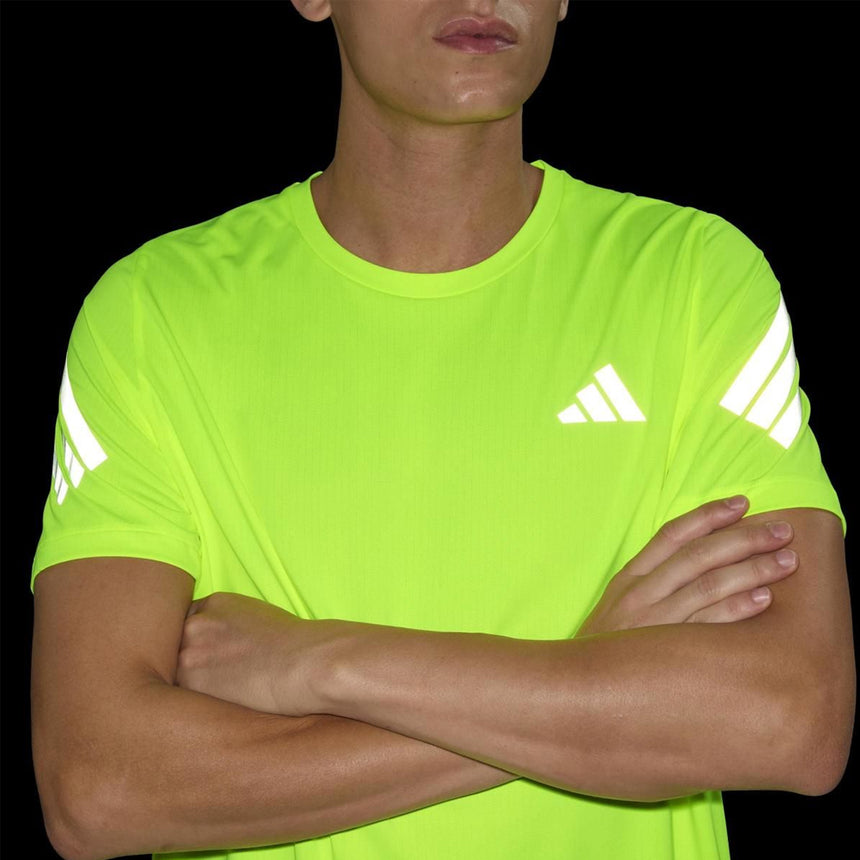Adidas Adi365 3 Stripes Men's Short Sleeve Running Tee - Solar Yellow/Reflective Silver