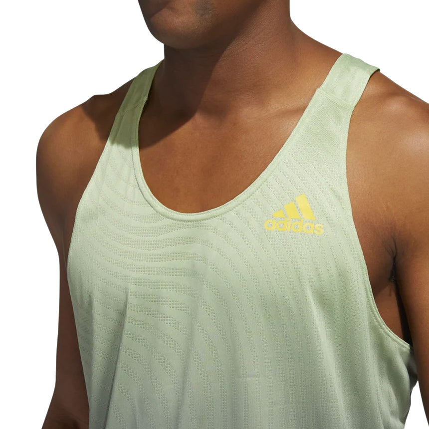 adidas Adizero Engineered Men's Running Singlet - Carbon/Magic Lime