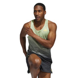 adidas Adizero Engineered Men's Running Singlet - Carbon/Magic Lime