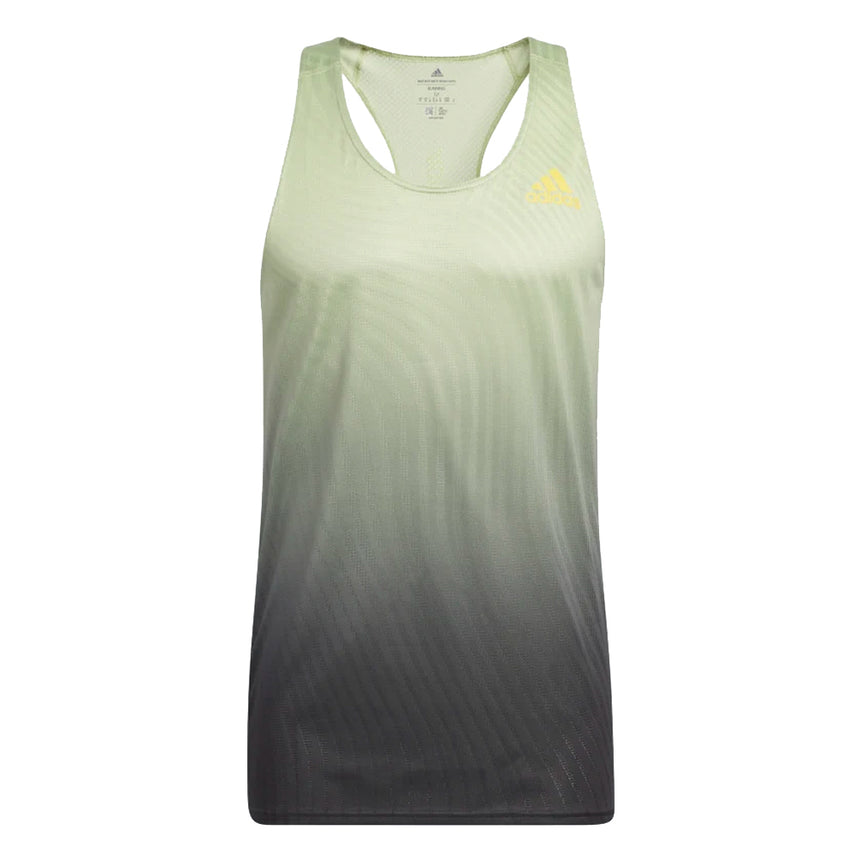 adidas Adizero Engineered Men's Running Singlet - Carbon/Magic Lime