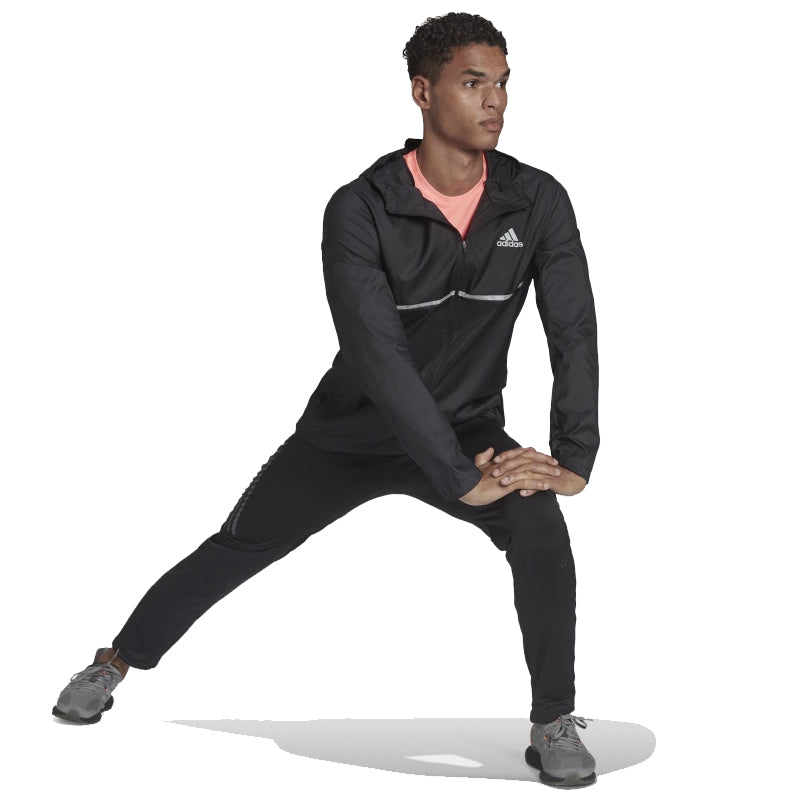 Adidas Own The Run Men's Running Jacket - Black/White/Reflective Silver