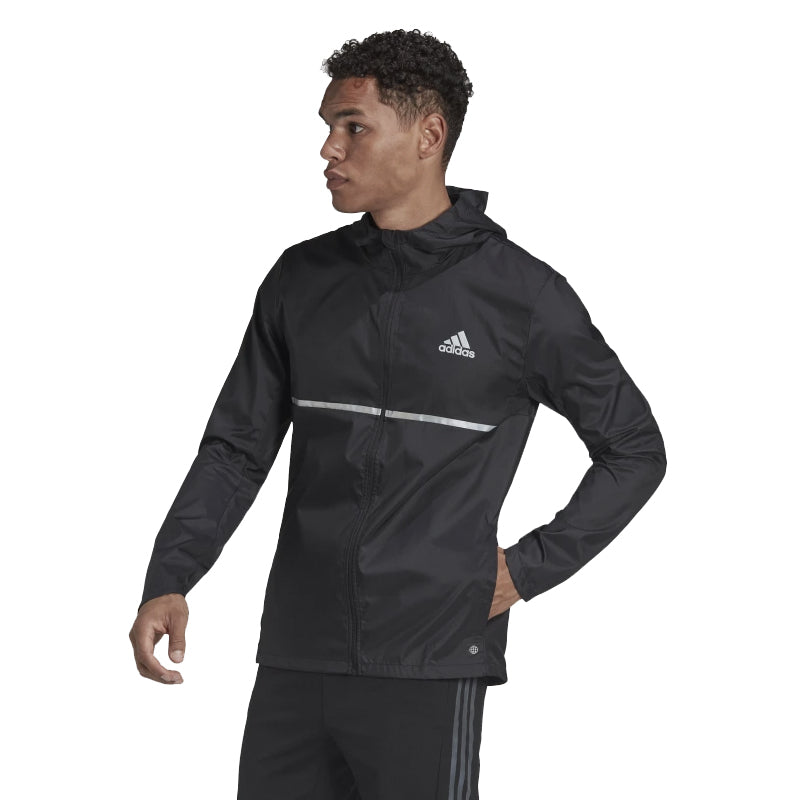 Adidas Own The Run Men's Running Jacket - Black/White/Reflective Silver
