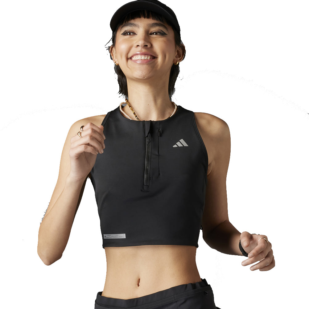 adidas Ultimate HEAT.RDY Women's Running Crop Top - Black/Black