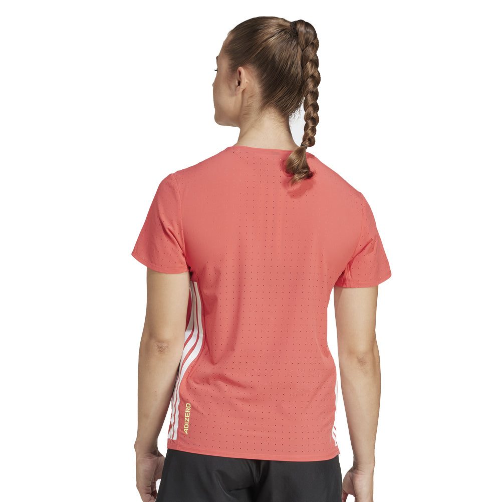 adidas Adizero Short Sleeve Women's Running Tee - Semi Lucid Red