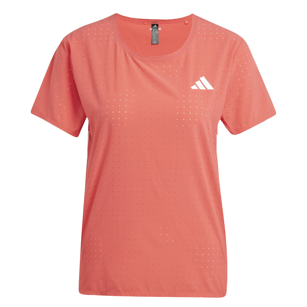 adidas Adizero Short Sleeve Women's Running Tee - Semi Lucid Red