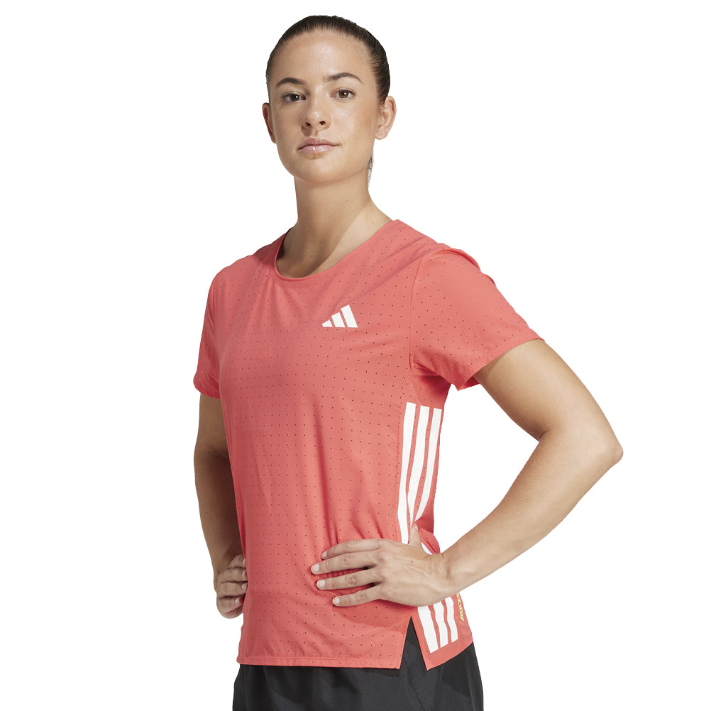 adidas Adizero Short Sleeve Women's Running Tee - Semi Lucid Red