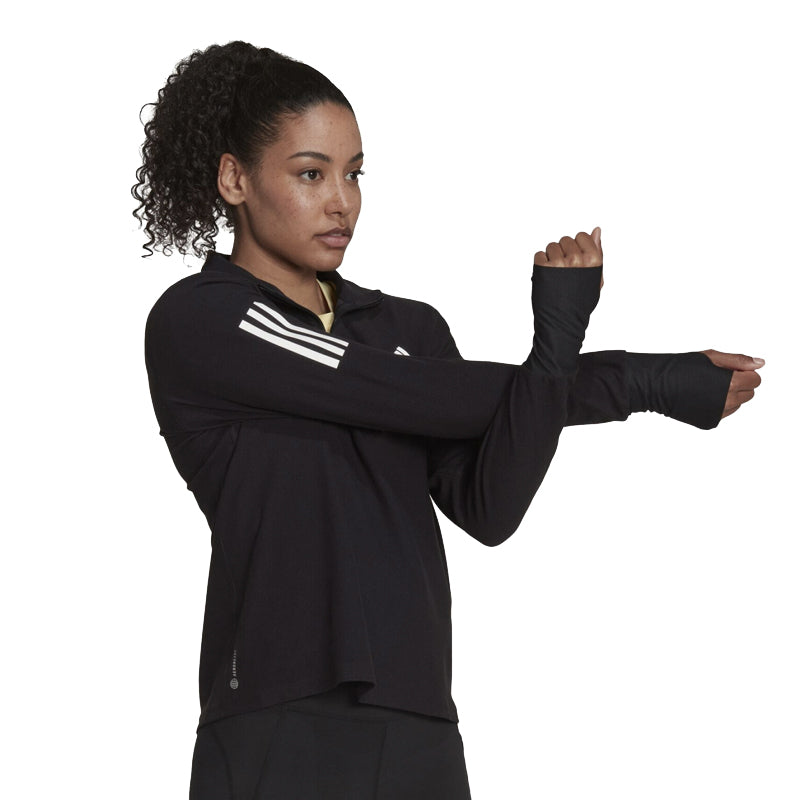 Adidas Own The Run Half Zip Long Sleeve Women's Running Top - Pink Bliss