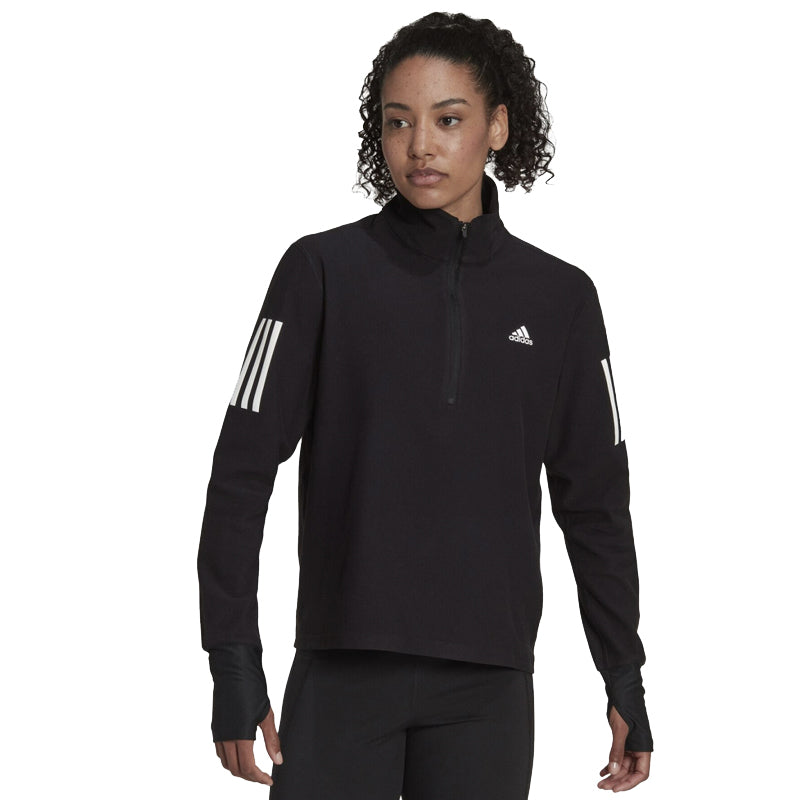 Adidas Own The Run Half Zip Long Sleeve Women's Running Top - Pink Bliss