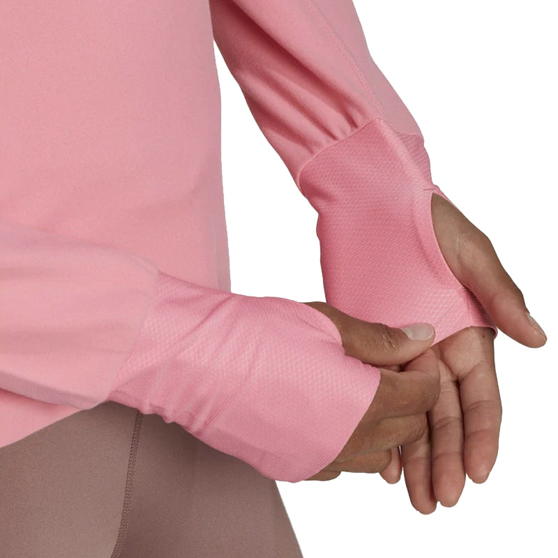 Adidas Own The Run Half Zip Long Sleeve Women's Running Top - Pink Bliss